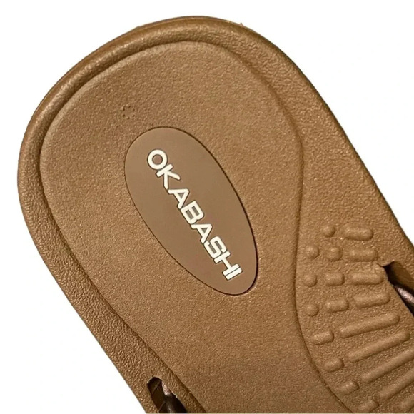 OKABASHI Baha Toffee/Copper Flip Flop Sandal Braided Look Strap sz S - Picture 5 of 7